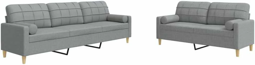 Sofa Sofos komplektas su pagalvėmis, 2 dalių, pilkas, audinys
