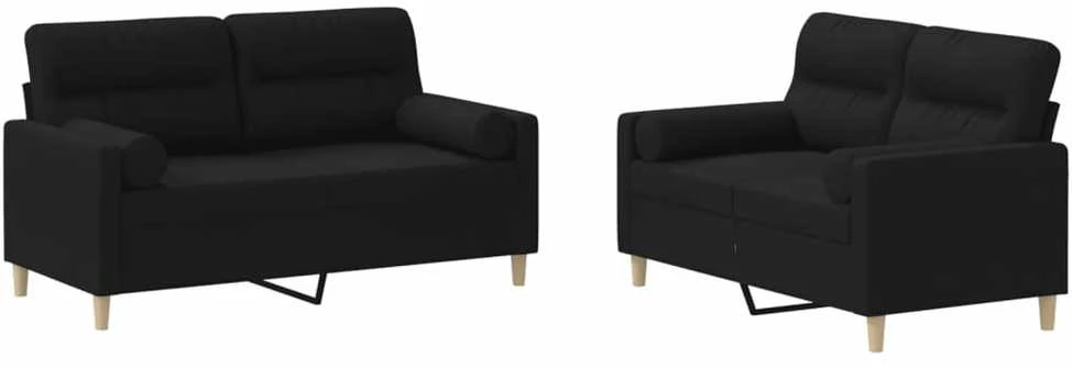Sofa Sofos komplektas su pagalvėmis, 2 dalių, juodas, audinys