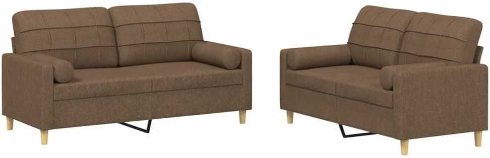 Sofa Sofos komplektas su pagalvėmis, 2 dalių, rudas, audinys