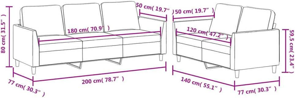 Sofa Sofos komplektas su pagalvėmis, 2 dalių, kapučino, dirbtinė oda