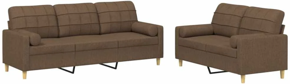 Sofa Sofos komplektas su pagalvėmis, 2 dalių, rudas, audinys