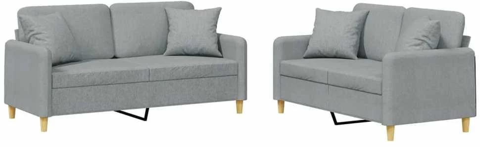 Sofa Sofos komplektas su pagalvėmis, 2 dalių, pilkas, audinys