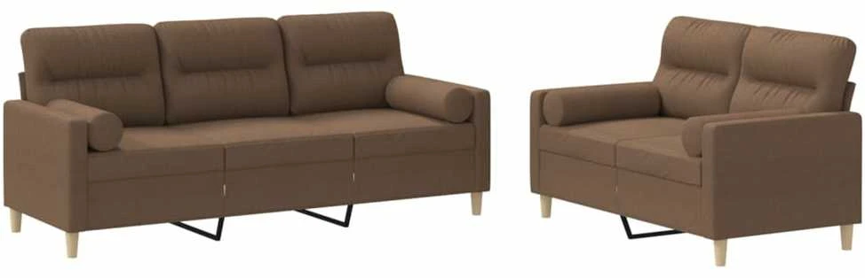 Sofa Sofos komplektas su pagalvėmis, 2 dalių, rudas, audinys