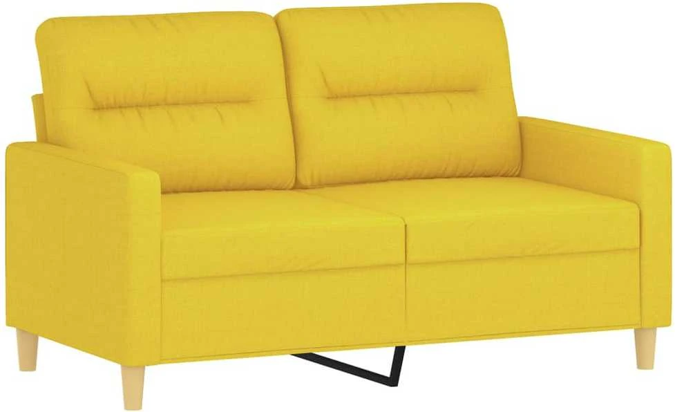 Sofa Sofos komplektas su pagalvėmis, 2 dalių, geltonas, audinys