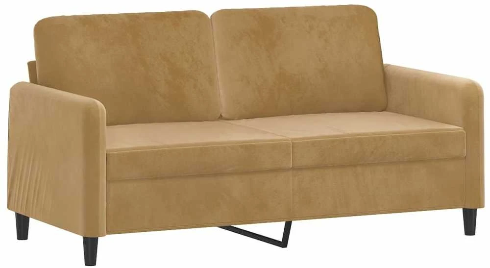 Sofa Sofos komplektas su pagalvėmis, 2 dalių, rudas, aksomas