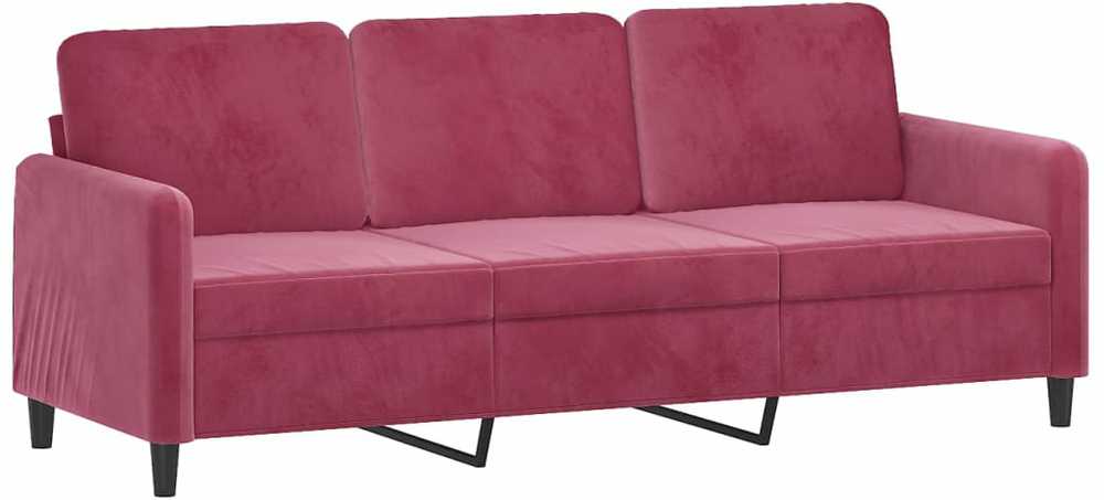 Sofa Sofos komplektas su pagalvėmis, 2 dalių, vyno, aksomas