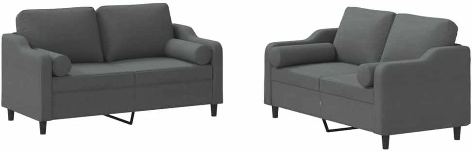Sofa Sofos komplektas su pagalvėmis, 2 dalių, pilkas, audinys