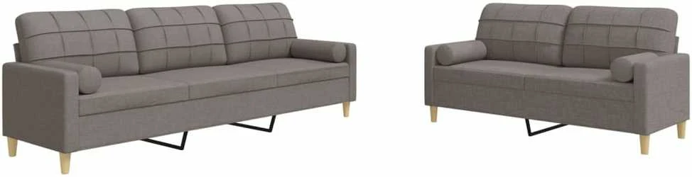 Sofa Sofos komplektas su pagalvėmis, 2 dalių, taupe, audinys