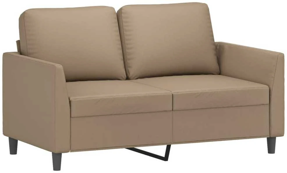 Sofa Sofos komplektas su pagalvėmis, 3 dalių, kapučino, dirbtinė oda