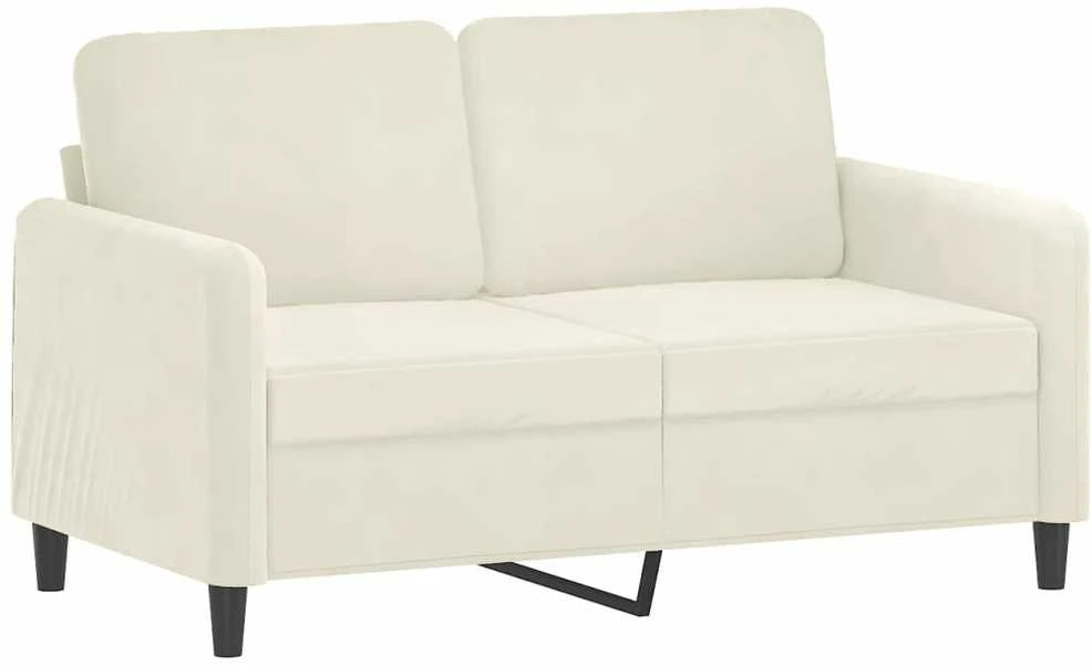 Sofa Sofos komplektas su pagalvėmis, 3 dalių, kreminis, aksomas
