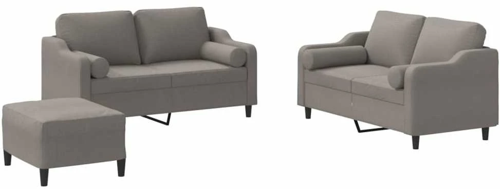 Sofa Sofos komplektas su pagalvėmis, 3 dalių, taupe, audinys