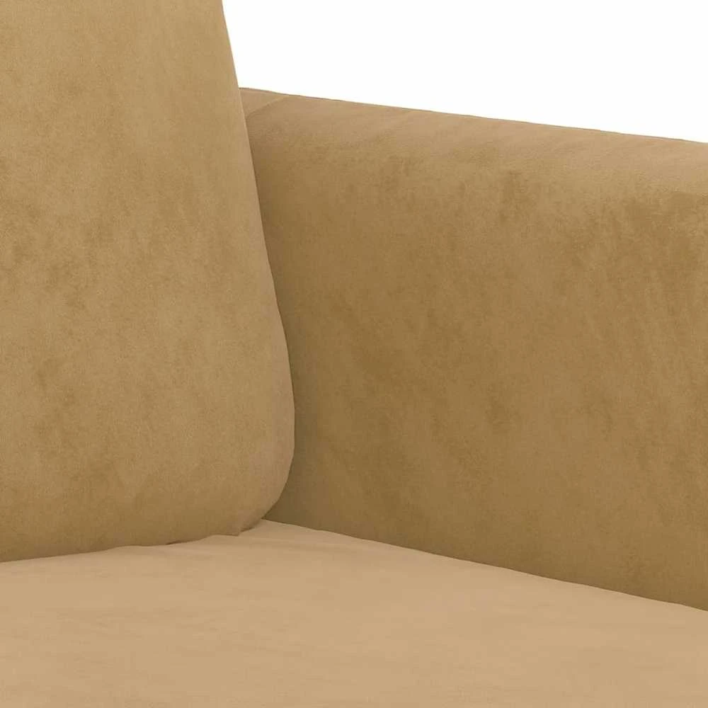 Sofa Sofos komplektas su pagalvėmis, 3 dalių, rudas, aksomas