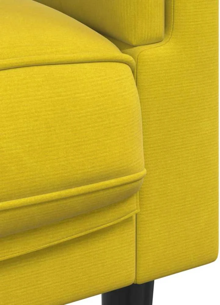 Sofa Sofos komplektas su pagalvėmis, 3 dalių, geltonas, aksomas