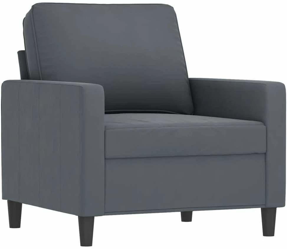 Sofa Sofos komplektas su pagalvėmis, 3 dalių, pilkas, aksomas