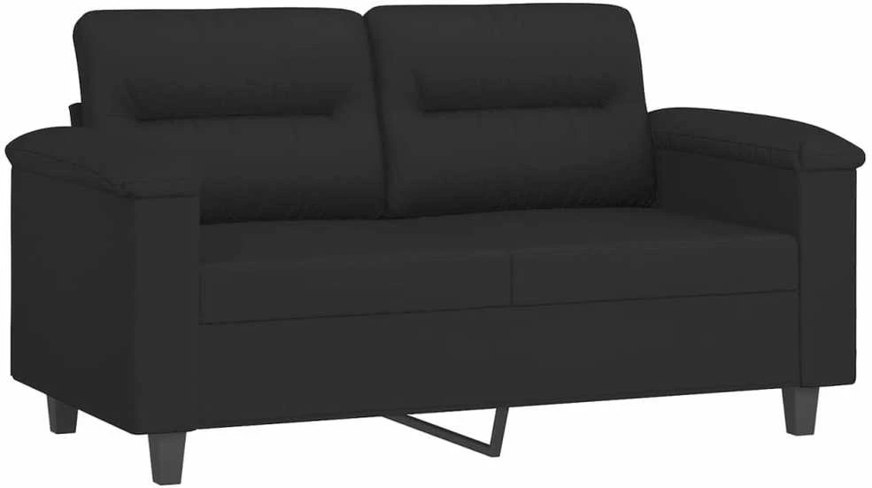 Sofa Sofos komplektas su pagalvėmis, 3 dalių, juodas, audinys