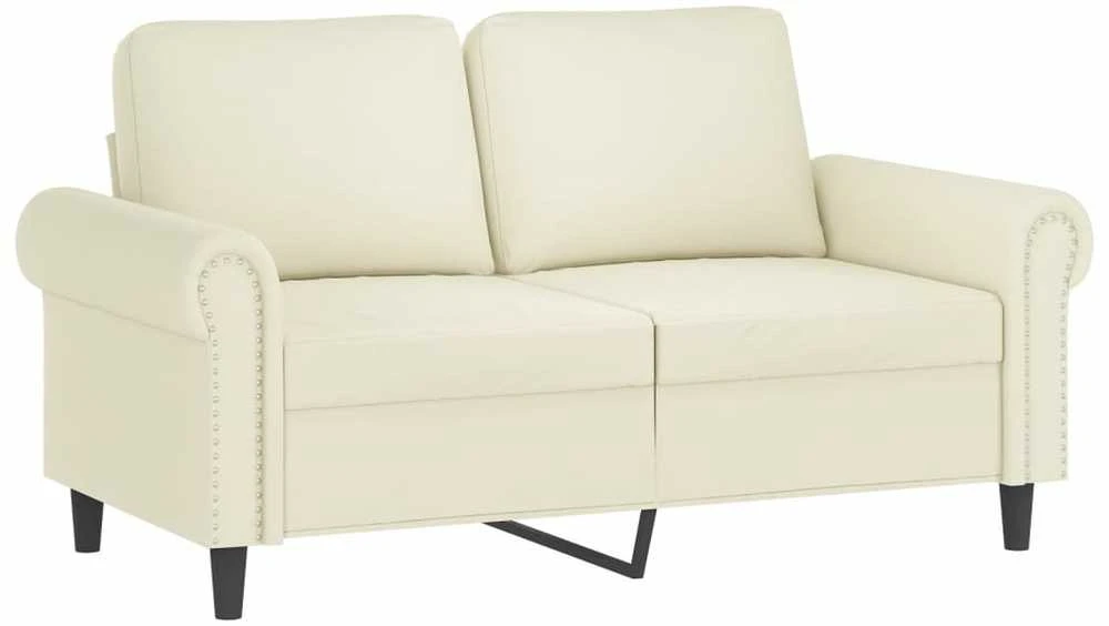 Sofa Sofos komplektas su pagalvėmis, 3 dalių, kreminis, aksomas