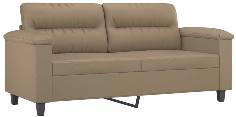 Sofa Sofos komplektas su pagalvėmis, 3 dalių, kapučino, dirbtinė oda