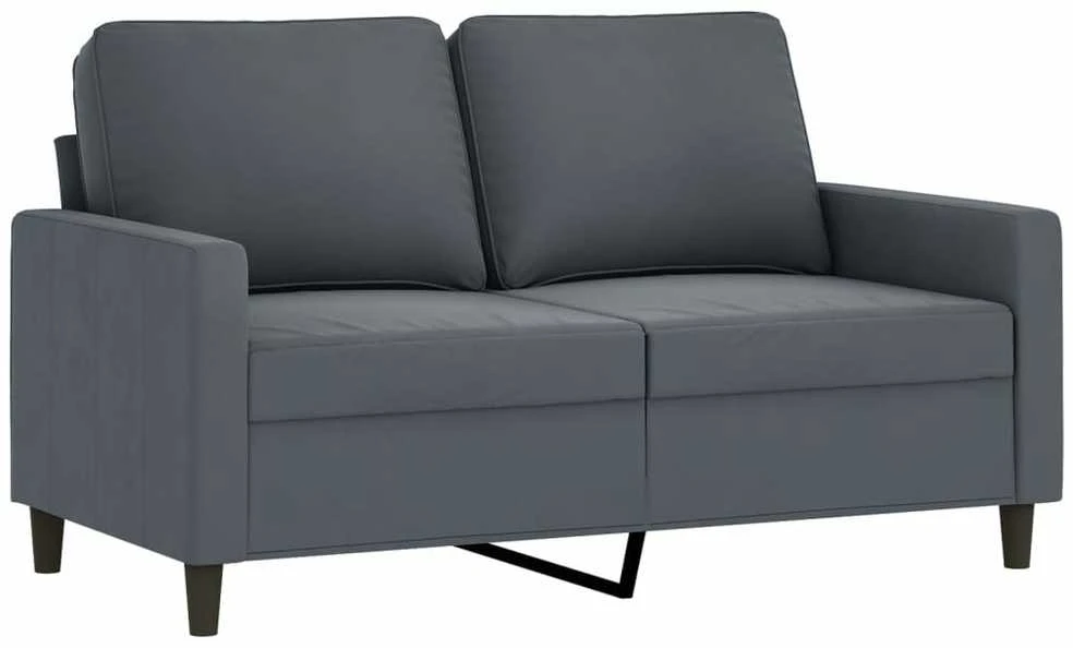 Sofa Sofos komplektas su pagalvėmis, 3 dalių, pilkas, aksomas