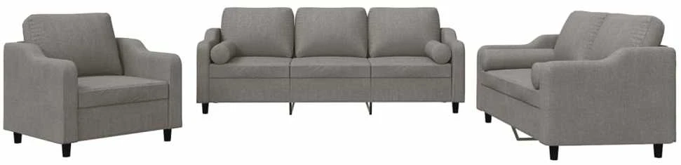 Sofa Sofos komplektas su pagalvėmis, 3 dalių, taupe, audinys