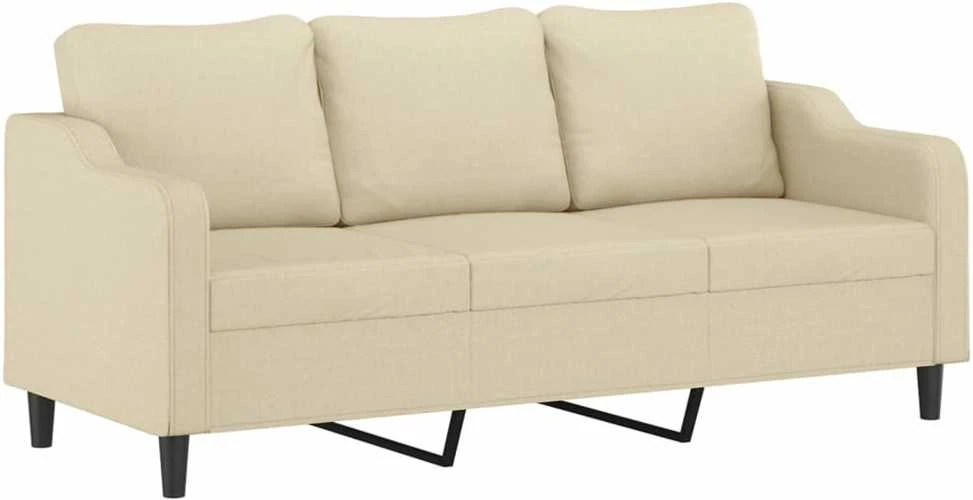 Sofa Sofos komplektas su pagalvėmis, 3 dalių, kreminis, audinys