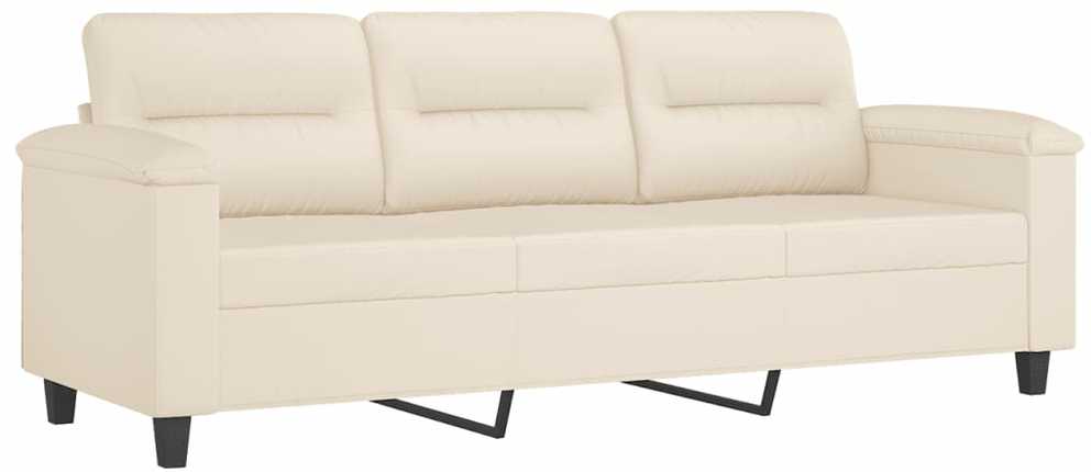 Sofa Sofos komplektas su pagalvėmis, 3 dalių, smėlio, audinys