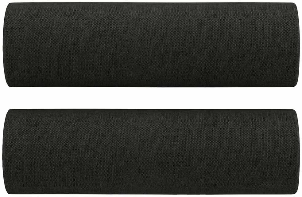 Sofa Sofos komplektas su pagalvėmis, 3 dalių, juodas, audinys