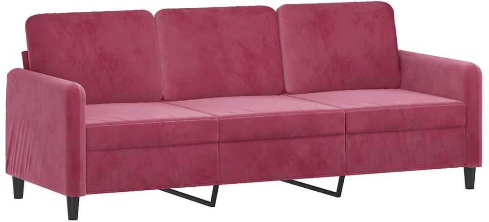 Sofa Sofos komplektas su pagalvėmis, 3 dalių, vyno, aksomas
