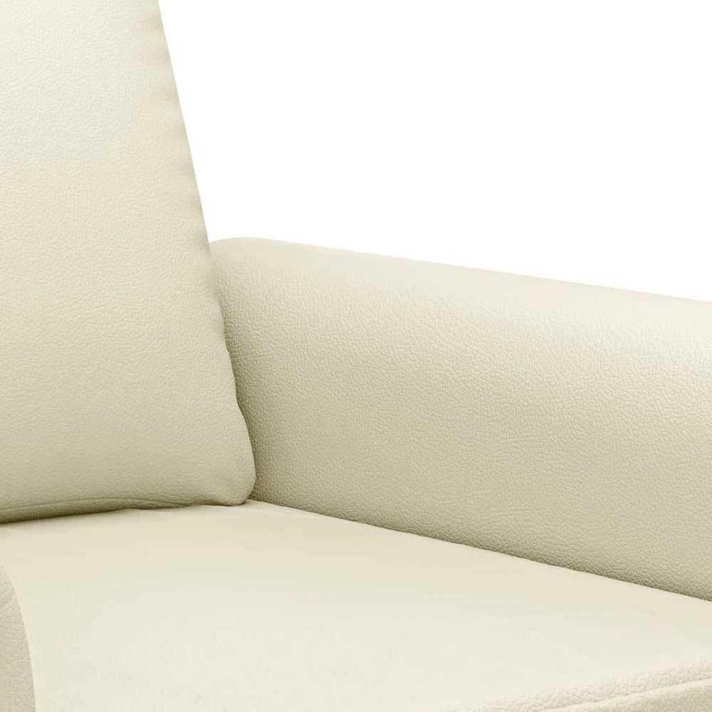 Sofa Sofos komplektas su pagalvėmis, 3 dalių, kreminis, dirbtinė oda