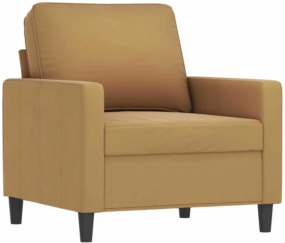 Sofa Sofos komplektas su pagalvėmis, 3 dalių, rudas, aksomas
