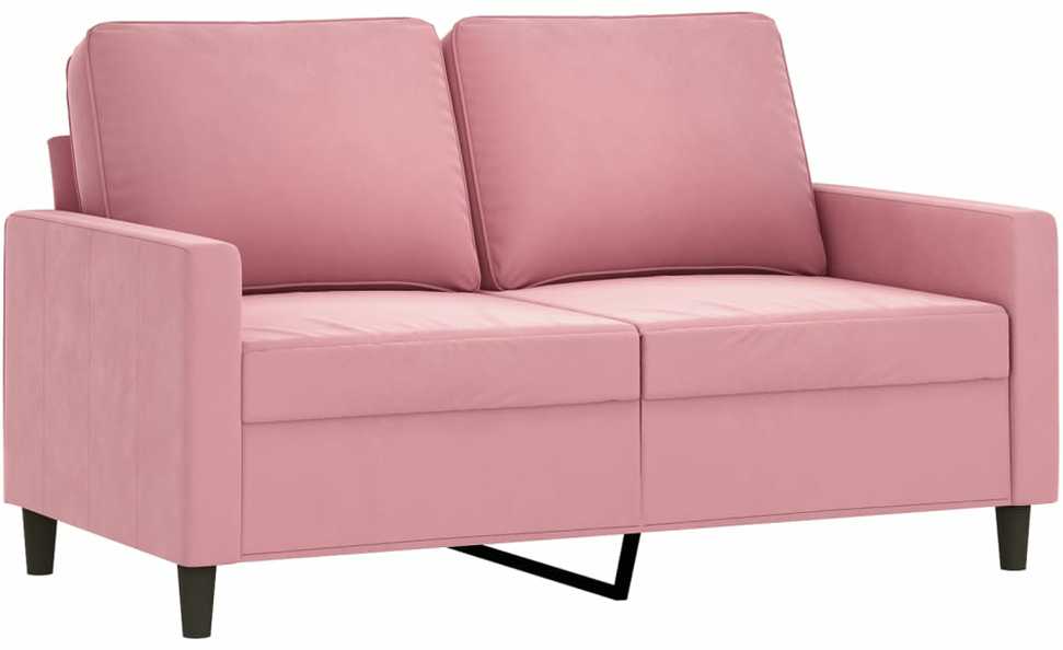Sofa Sofos komplektas su pagalvėmis, 3 dalių, rožinis, aksomas