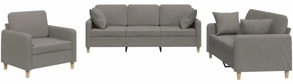 Sofa Sofos komplektas su pagalvėmis, 3 dalių, taupe, audinys