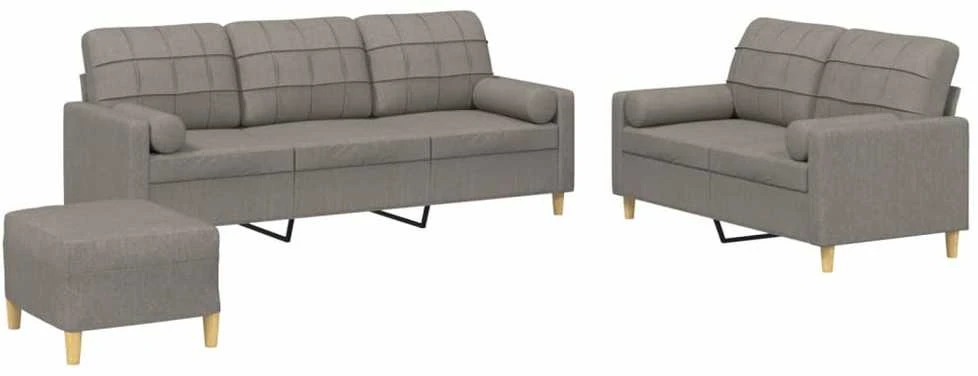 Sofa Sofos komplektas su pagalvėmis, 3 dalių, taupe, audinys