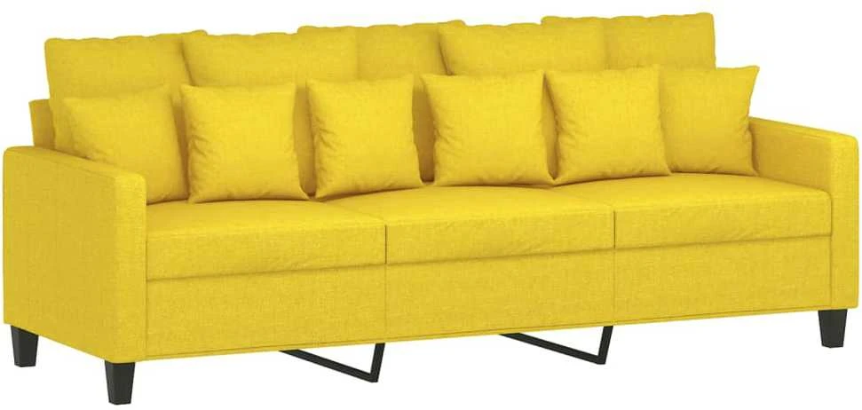 Sofa Sofos komplektas su pagalvėmis, 3 dalių, geltonas, audinys