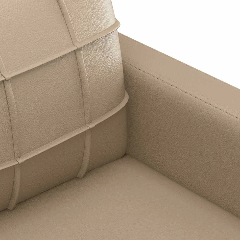 Sofa Sofos komplektas su pagalvėmis, 3 dalių, kapučino, dirbtinė oda