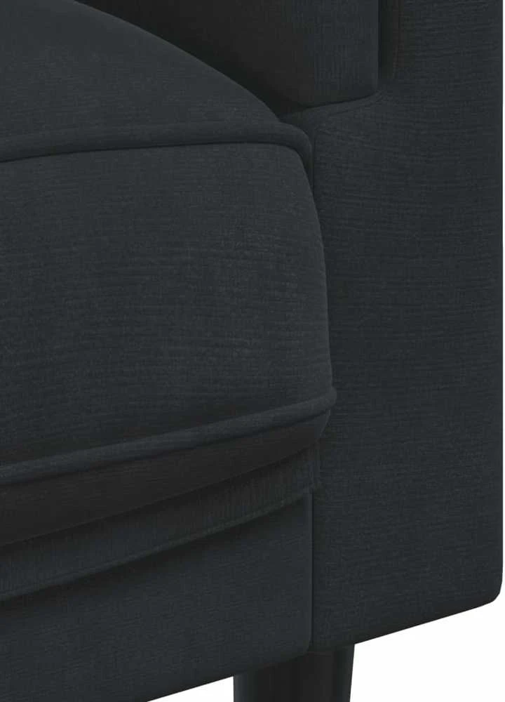 Sofa Sofos komplektas su pagalvėmis, 3 dalių, juodas, aksomas