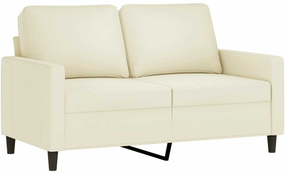 Sofa Sofos komplektas su pagalvėmis, 3 dalių, kreminis, aksomas