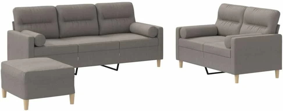 Sofa Sofos komplektas su pagalvėmis, 3 dalių, taupe, audinys