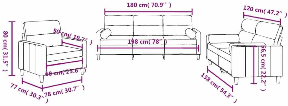 Sofa Sofos komplektas su pagalvėmis, 3 dalių, juodas, audinys