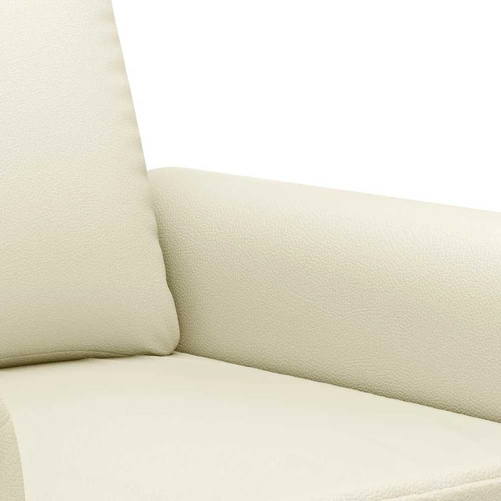 Sofa Sofos komplektas su pagalvėmis, 3 dalių, kreminis, dirbtinė oda