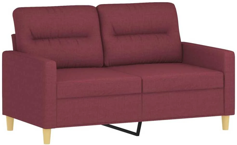 Sofa Sofos komplektas su pagalvėmis, 3 dalių, vyno, audinys