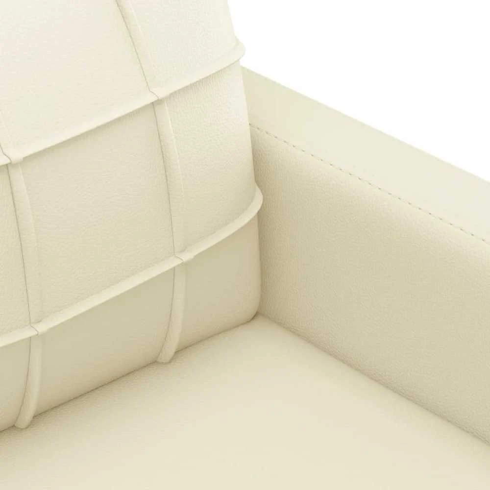 Sofa Sofos komplektas su pagalvėmis, 3 dalių, kreminis, dirbtinė oda
