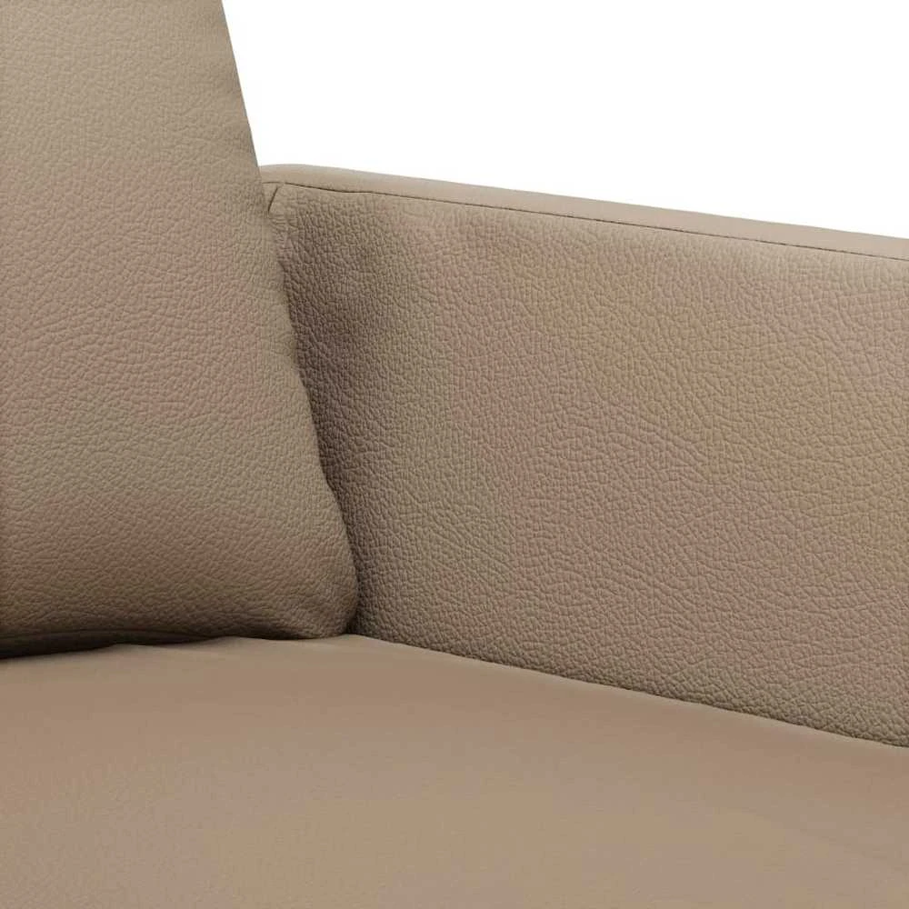 Sofa Sofos komplektas su pagalvėmis, 3 dalių, kapučino, dirbtinė oda