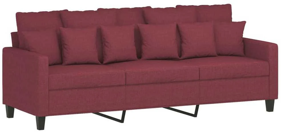 Sofa Sofos komplektas su pagalvėmis, 3 dalių, vyno, audinys
