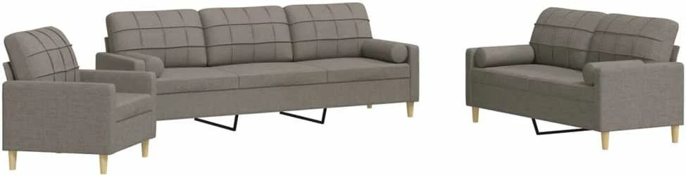 Sofa Sofos komplektas su pagalvėmis, 3 dalių, taupe, audinys