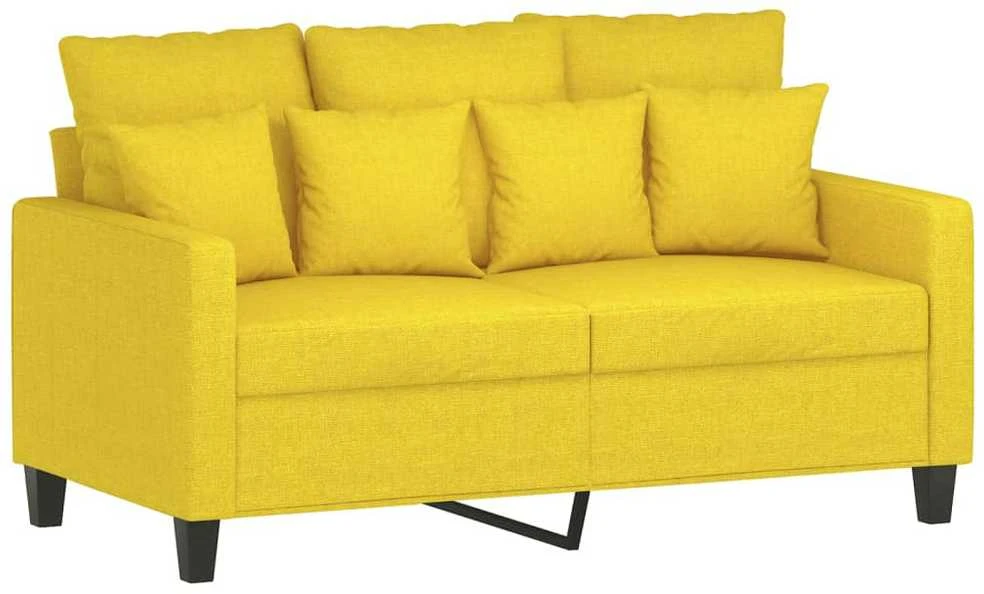 Sofa Sofos komplektas su pagalvėmis, 3 dalių, geltonas, audinys