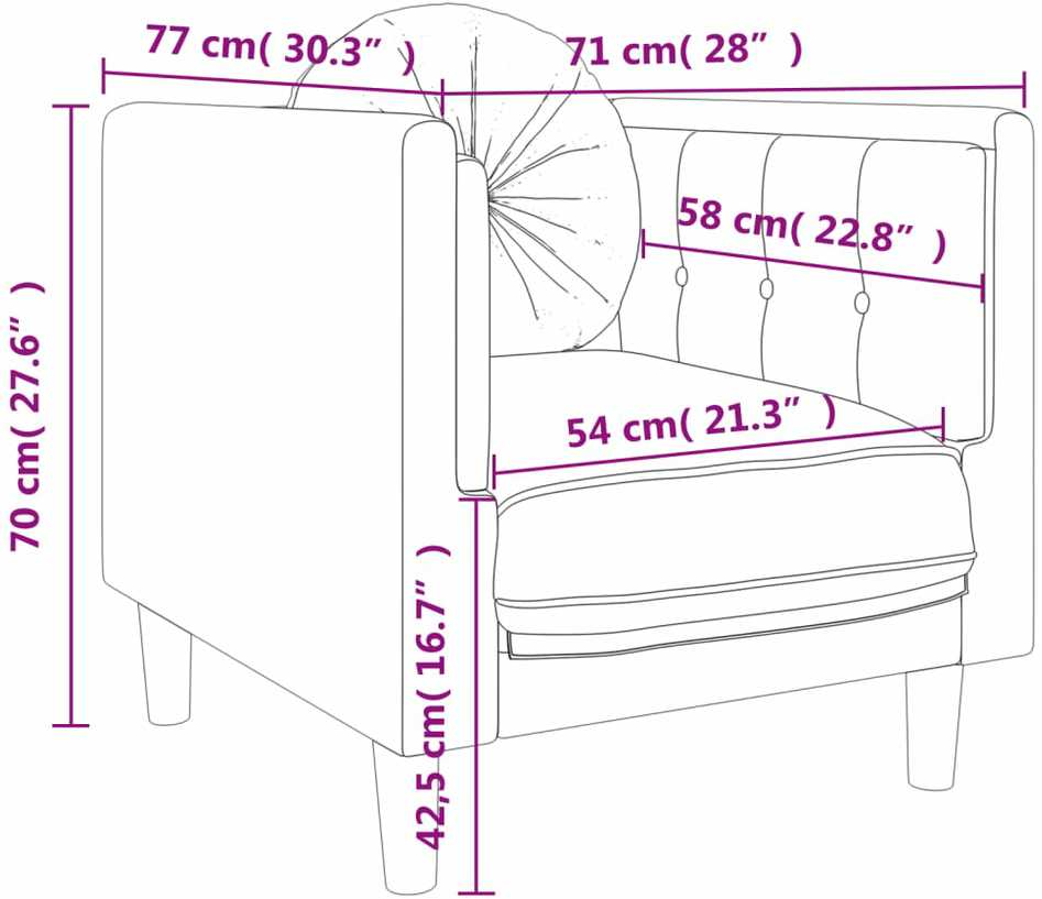 Sofa Sofos komplektas su pagalvėmis, 3 dalių, vyno, aksomas