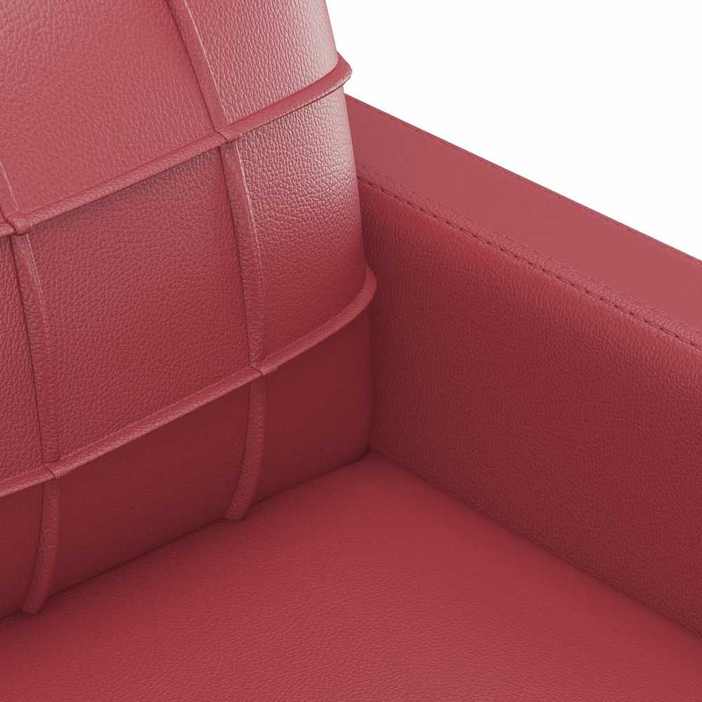 Sofa Sofos komplektas su pagalvėmis, 3 dalių, vyno, dirbtinė oda