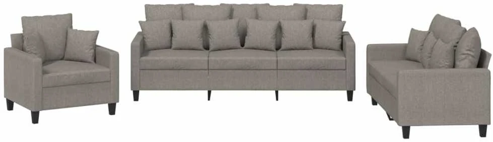 Sofa Sofos komplektas su pagalvėmis, 3 dalių, taupe, audinys
