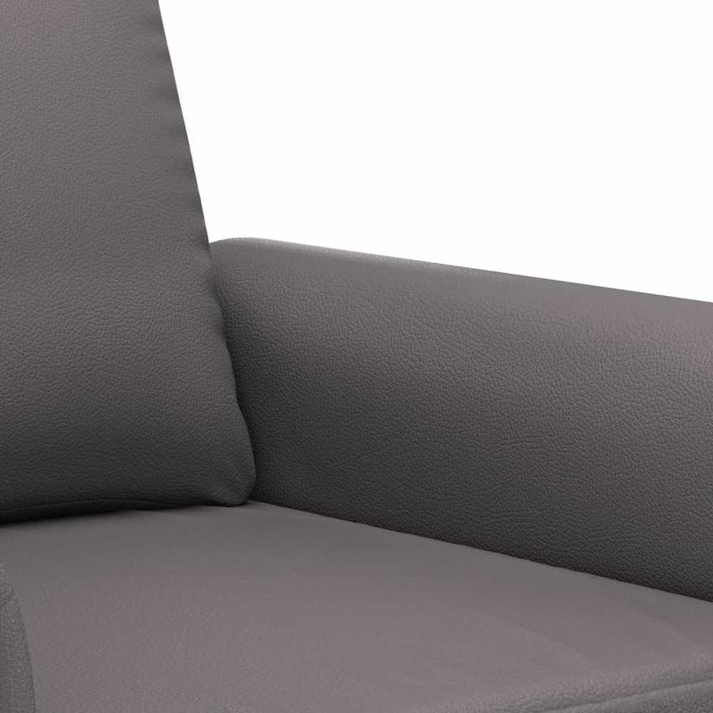 Sofa Sofos komplektas su pagalvėmis, 3 dalių, pilkas, dirbtinė oda