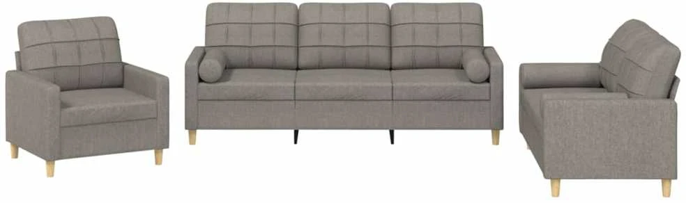 Sofa Sofos komplektas su pagalvėmis, 3 dalių, taupe, audinys